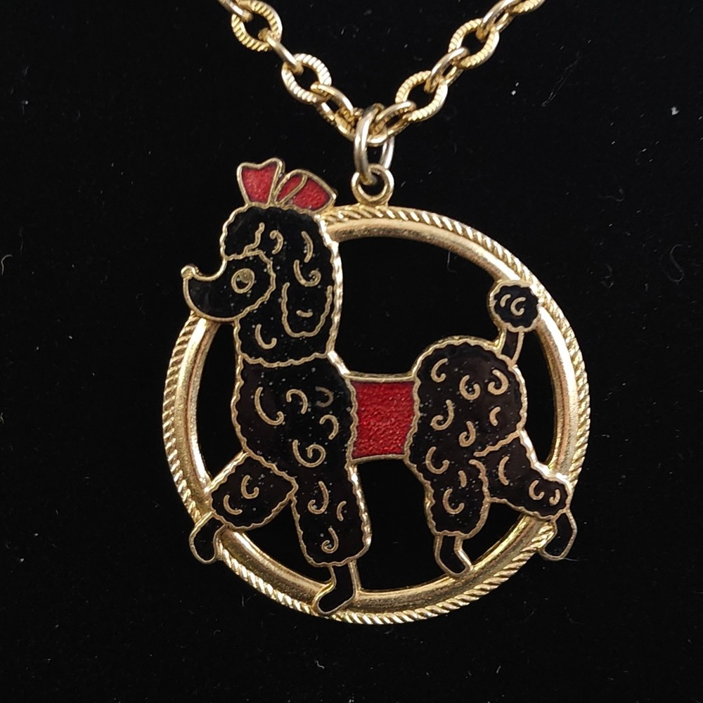 Sara Coventry Necklace "Rock & Roll" Enameled‎ Poodle Pendant SA.C Copyrighted - Picture 2 of 4